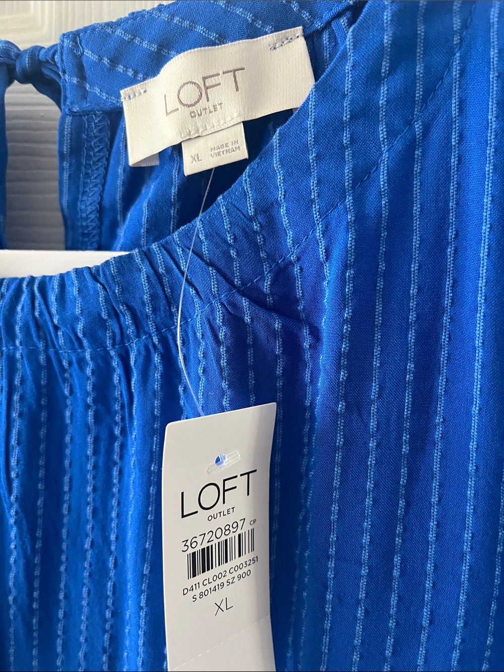 LOFT Royal Blue Pinstripe Sleeveless Top - Picture 3 of 5